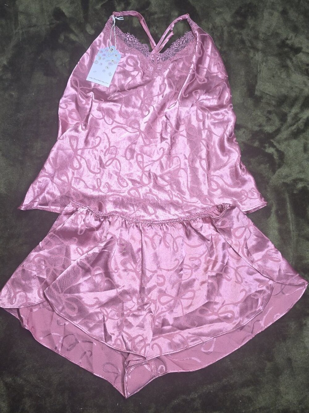 In Bloom by Jonquil Rose Satin Cami & Shorts Pajama Set XS NWT